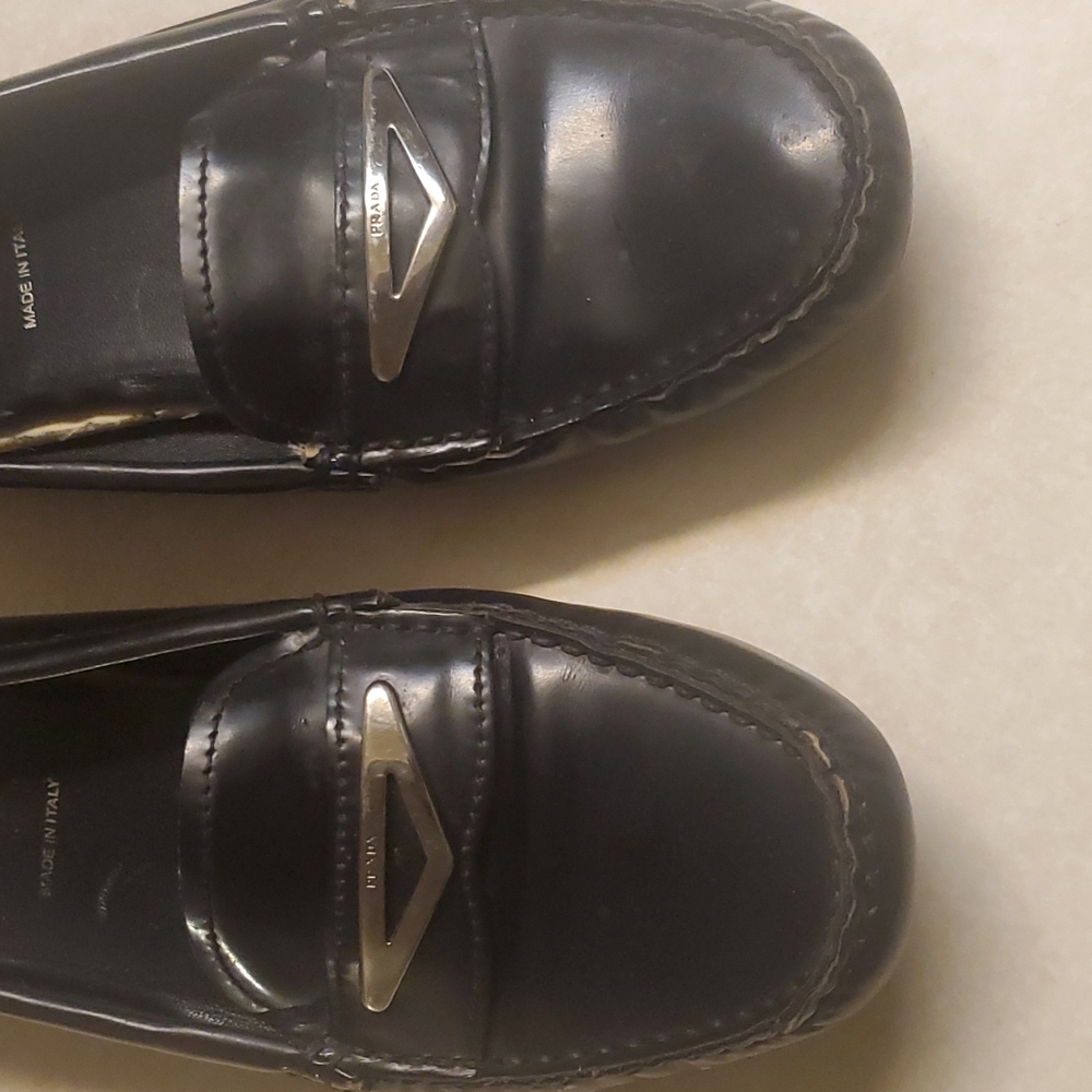Authentic black leather Prada flats loafers size 36 us 6 - Picture 3 of 12